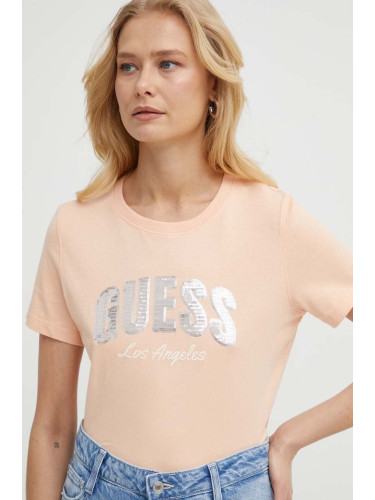 Памучна тениска Guess в оранжево W4GI31 I3Z14