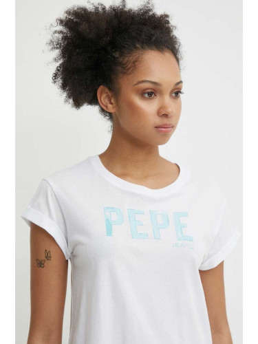 Памучна тениска Pepe Jeans JANET в сиво PM040537