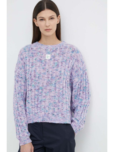 Вълнен пуловер American Vintage PULL ML COL ROND дамски в лилаво от топла материя POY18AE24