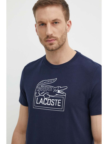 Тениска Lacoste в тъмносиньо с принт