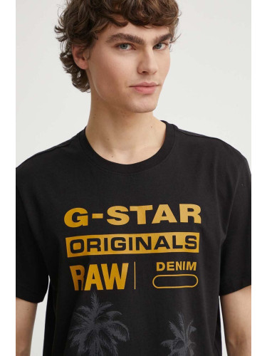 Памучна тениска G-Star Raw в черно с принт D24681-336