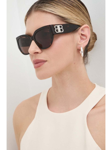 Слънчеви очила Balenciaga в кафяво BB0323SK