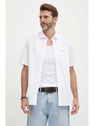 Риза Guess COLLIN мъжка в бяло със стандартна кройка с класическа яка M4GH77 WG6Y0