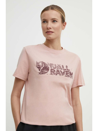 Тениска Fjallraven Lush Logo T-shirt в розово F14600165