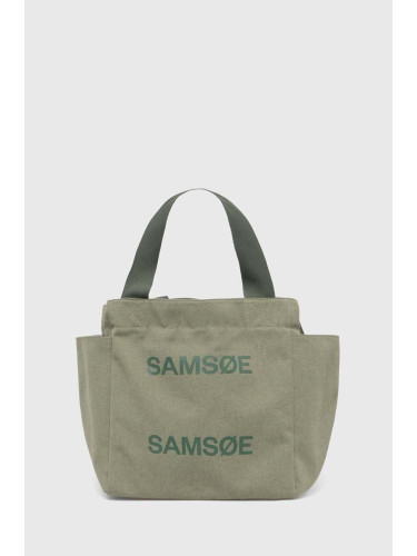 Памучна чанта Samsoe Samsoe SALANITA в зелено F24100082