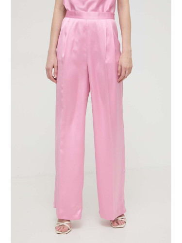 Панталон Twinset в розово с широка каройка, с висока талия