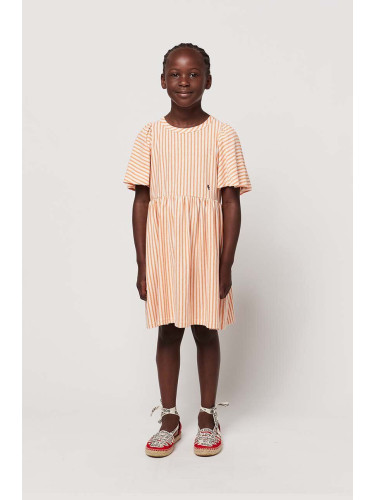 Детска памучна рокля Bobo Choses в оранжево къса разкроена