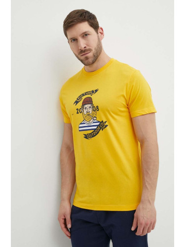 Памучна тениска Picture Chuchie в жълто с принт MTS1140