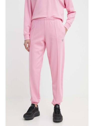 Спортен панталон Guess SKYLAR в розово с изчистен дизайн V4GB09 K8802