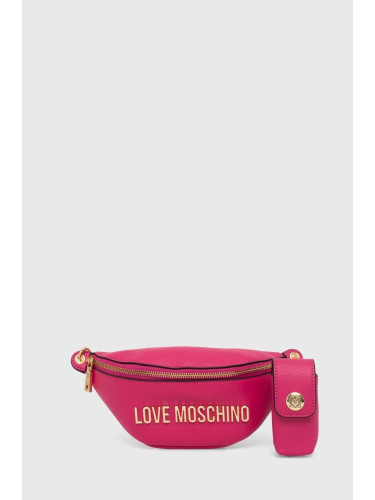 Кожена чанта за кръст Love Moschino в розово JC4329PP0GK1060A