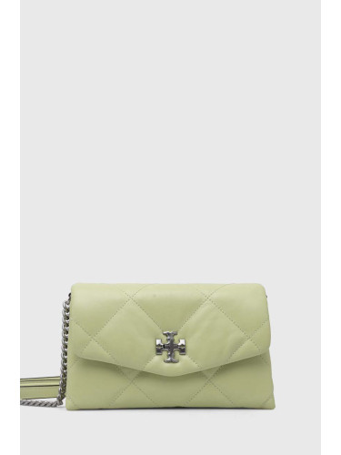 Кожена чанта Tory Burch Kira Diamond Quilt в зелено 154987.300