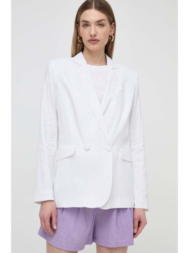 Ленено сако Silvian Heach в бяло с двуредно закопчаване с изчистен дизайн