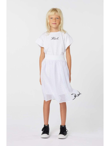 Детска пола Karl Lagerfeld в бяло среднодълга разкроена