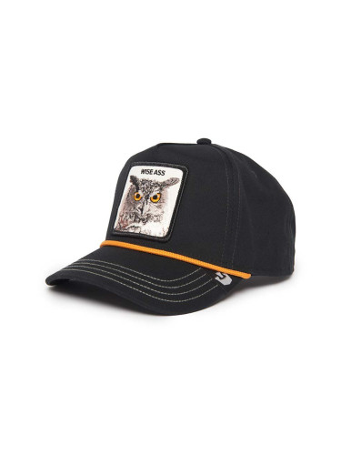 Памучна шапка с козирка Goorin Bros Wise Owl в черно с апликация 101-1257