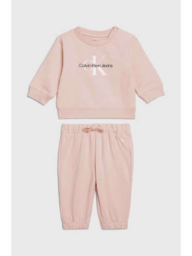 Детски анцуг Calvin Klein Jeans в розово