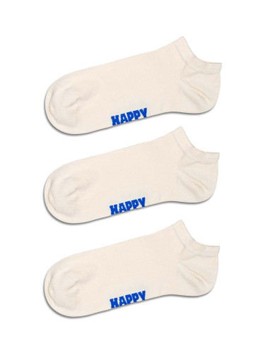 Чорапи Happy Socks Solid Low (3 чифта) в бяло