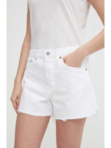 Дънков къс панталон Polo Ralph Lauren в бяло с изчистен дизайн с висока талия 211934947