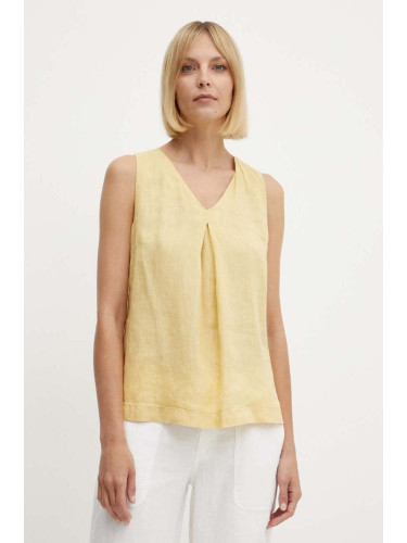 Ленена блуза United Colors of Benetton в жълто с изчистен дизайн