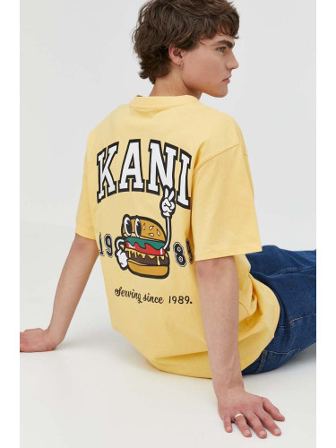 Памучна тениска Karl Kani в жълто с принт