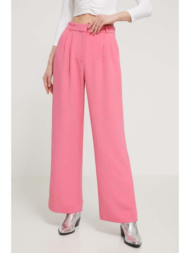 Панталон Abercrombie & Fitch в розово със стандартна кройка, с висока талия