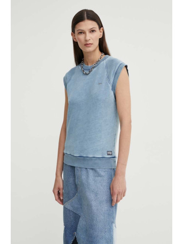 Памучен елек G-Star в синьо с изчистен дизайн D24581-D583