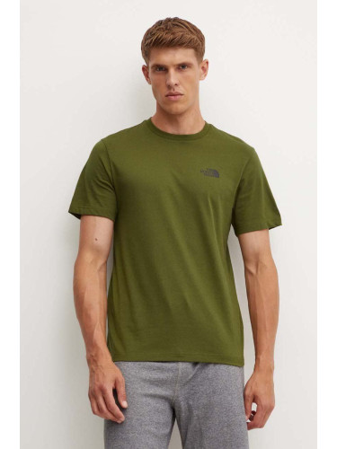 Тениска The North Face M S/S Simple Dome Tee в зелено с принт NF0A87NGPIB1