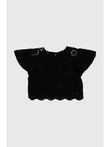 Детска блуза Sisley в черно с изчистен дизайн