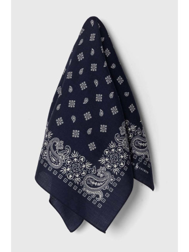 Вълнен тънък шал Polo Ralph Lauren в тъмносиньо с десен 712926107