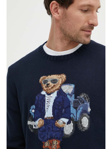 Памучен пуловер Polo Ralph Lauren в тъмносиньо  710934022