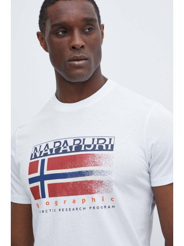 Памучна тениска Napapijri S-Kreis в бяло с принт NP0A4HQR0021