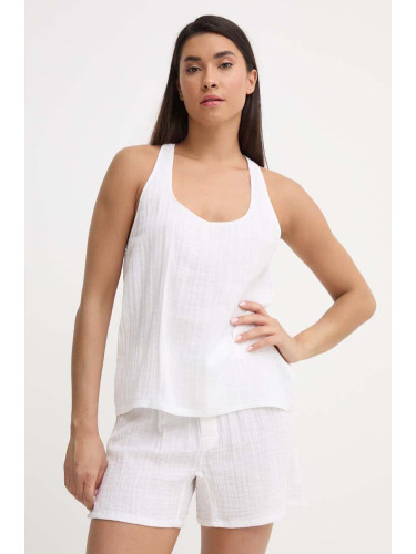 Памучна пижама Calvin Klein Underwear в бежово от памук 000QS7152E