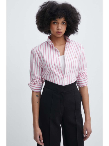 Памучна риза Polo Ralph Lauren дамска със свободна кройка с класическа яка 211936579