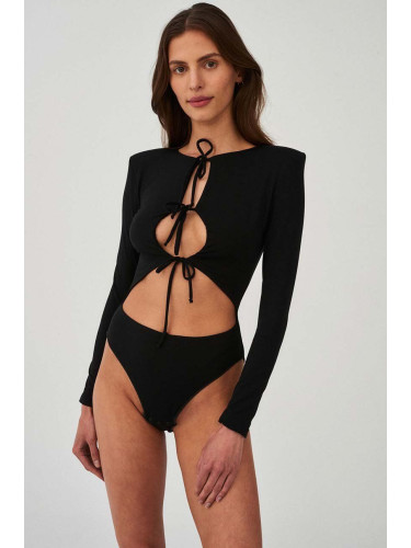 Боди Undress Code Con te Bodysuit дамско в черно с изчистен дизайн 535