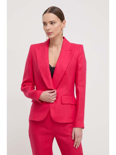 Ленено сако Luisa Spagnoli в розово с едно копче с изчистен дизайн