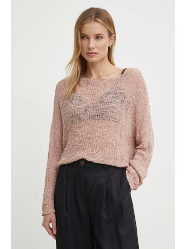 Пуловер Sisley дамски в розово от лека материя