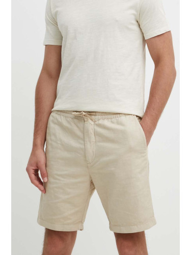 Ленен къс панталон Pepe Jeans RELAXED LINEN SMART SHORTS в бяло с принт PM509367 PM509367