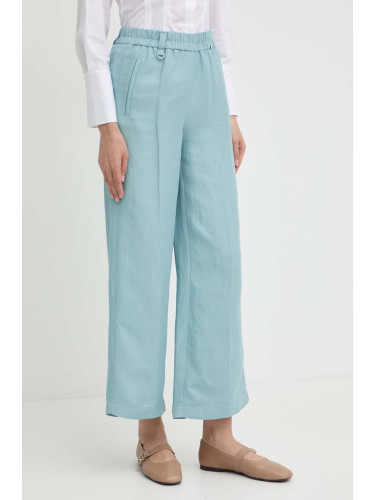 Панталон с лен Marella в синьо със стандартна кройка, с висока талия 2413131085200
