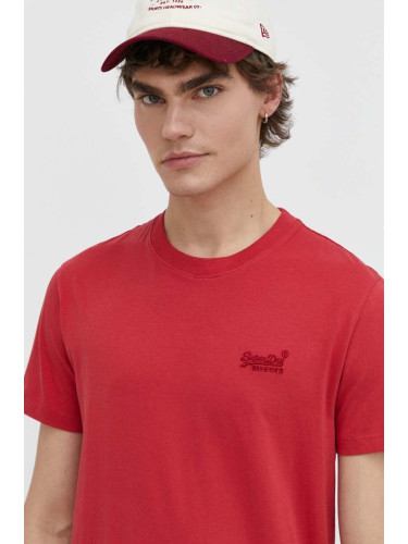 Памучна тениска Superdry в червено с апликация