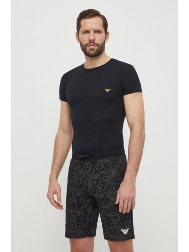 Домашна тениска Emporio Armani Underwear в черно с принт 111035 4R513
