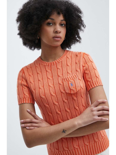 Памучен пуловер Polo Ralph Lauren в оранжево  211935306