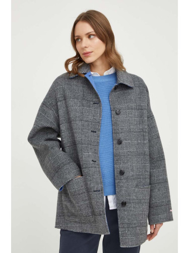 Вълнено палто с две лица MAX&Co. в сиво преходен модел с уголемена кройка 2416081041200