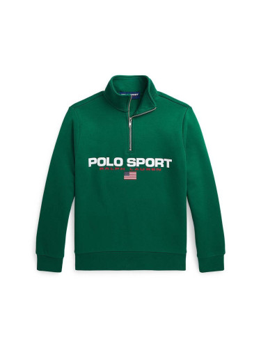 Детски суичър Polo Ralph Lauren в зелено с принт