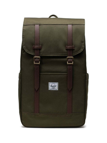 Раница Herschel Retreat Backpack в зелено голям размер с изчистен дизайн