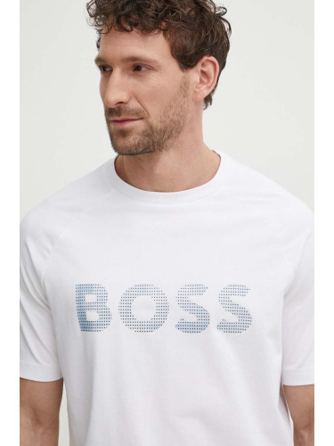 Тениска Boss Green в бяло с принт 50512999