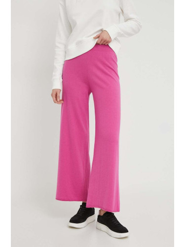 Спортен панталон с вълна United Colors of Benetton в розово с изчистен дизайн