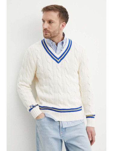Памучен пуловер Polo Ralph Lauren в бежово  710934013