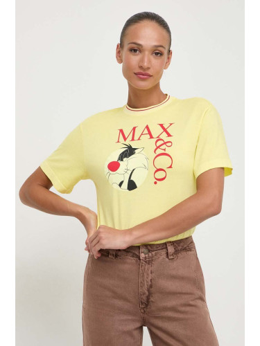 Памучна тениска MAX&Co. x CHUFY в жълто 2418971011200