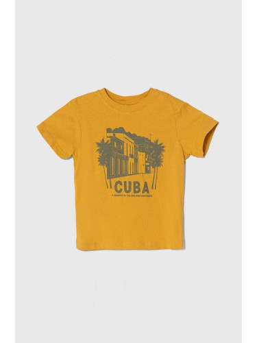 Детска памучна тениска zippy в жълто с десен
