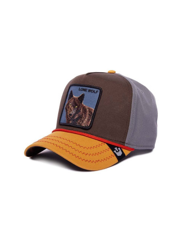 Памучна шапка с козирка Goorin Bros Lone Wolf в кафяво с апликация 101-1327