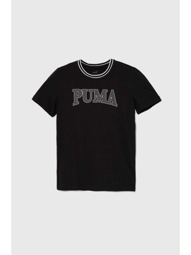 Детска памучна тениска Puma PUMA SQUAD B в черно с принт
